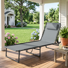 Outsunny Folding Lounge Chair - Chaise Lounge with Headrest - Light Grey-Portable, foldable, and lightweight for easy carrying and storage