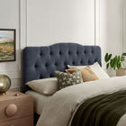 Modway - Annabel Mélange de lin premium Tête de lit King, Denim-Cadre en mélange de bois