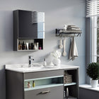 Kleankin Wall Mounted Bathroom Mirror Cabinet with Storage Shelves - Black-Stainless steel frame is reliable for use