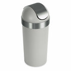 Umbra Venti 16-Gallon (62 L) Trash Can with Swing Top Lid - Grey Steel-Dimensions: 14.6" W x 14.6" D x 14.6" H