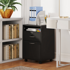 HOMCOM 24" Vertical Mobile Filing Cabinet with Lockable Drawer - Black-Quality metal plating handles make it easy to open 