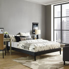 Modway Sharon Vinyl Full Bed Frame with Squared Tapered Legs - Black-Upholstered in Vinyl