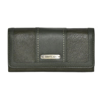 Roots Ladies Pocket Clutch Wallet - Olive-Expandable Snap Closure