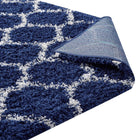 Modway Solvea Moroccan Trellis Shag Area Rug - 5 ft W x 8 ft L - Navy/Ivory-7