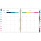 Emily Ley Simplified 2026-27 Weekly/Monthly Planner - 11" x 9" - Happy Stripe - Bilingual-One month per two page spread has unruled daily blocks, a lined to-do section, a “simplicity tip” to help you plan and a tab for easy navigation.