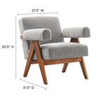 Modway Lyra Boucle Fabric Armchair - Light Grey-Non-removable Cushions