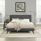 Modway Camille Fabric Queen Platform Bed with Round Splayed Legs - Grey-Ten Wood Support Slats 