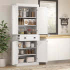 HOMCOM 72.5" H Tall Kitchen Pantry Cabinet with Drawer - White-Three adjustable shelves with a 1.25" gap for flexible storage 
