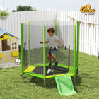 Qaba 85" Toddler Trampoline with Slide, Ladder and Safety Enclosure - Green-Hexagonal structure with six poles and U-shaped legs ensures great stability 