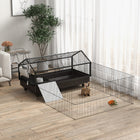 PawHut 24.5" H Small Animal Cage with Foldable Detachable Playpen - Black-The structure is made up of high-quality steel wires that are weather-resistant and built to last 