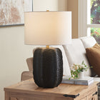 Hudson&Canal Turbida 24" Tall Table Lamp with Fabric Shade - Matte Black/Brass/White-Clean with a soft, dry cloth and no harsh chemicals or abrasive cleaning materials
