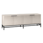 Hudson&Canal Montello TV Stand for TV's up to 78" - Alder White-Features four doors with sleek black hardware