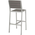 Modway Shore Outdoor Patio Aluminum Armless Bar Stool - Silver Gray-Anodized Aluminum Frame