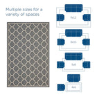 Modway Avena Moroccan Quatrefoil Trellis Indoor/Outdoor Area Rug - 9 ft W x 12 ft L - Grey/Beige-Tight Low Pile Weave