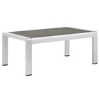 Modway Shore Outdoor Patio Aluminum Coffee Table - Silver Grey-Modern Outdoor Coffee Table