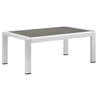 Modway Shore Outdoor Patio Aluminum Coffee Table - Silver Grey-Modern Outdoor Coffee Table