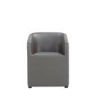 Manhattan Comfort Anna Round 23.23" Modern Faux Leather Upholstered Dining Armchair - Pewter - Set of 2-Weight Capacity: 300 lb