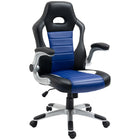 HOMCOM PU Leather Racing Gaming Chair with Flip Up Armrests - Blue-Soft PU leather, padded seat providing extra comfort