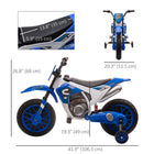 Aosom 12V Kids Electric Ride-On Dirt Bike - Blue-Removable training wheels for driving practice 