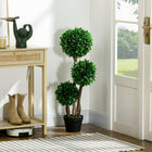 HOMCOM 3' Three Ball Boxwood Topiary for Indoor Outdoor - Green-Suitable for home, office, or outdoor use 