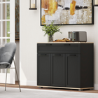 HOMCOM 40" Modern Sideboard Buffet Cabinet with Drawers & Storage Doors - Black-Material: Particle Board, MDF