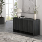 Manhattan Comfort Linda 60" Modern 4-Door Sideboard - Charcoal Gray-4 Minimalist Push-to-Open Soft Close Doors with Rounded Edge Detailing