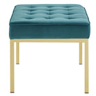 Modway Loft Gold Stainless Steel Leg Medium Performance Velvet Bench - Gold/Teal-Gold Stainless Steel Legs