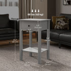 HOMCOM Side Table- Grey - Set of 2-Ample top space and open bottom shelf for decorations or other items