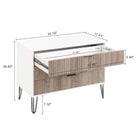 Manhattan Comfort DUMBO Modern Dresser Set and 5-Drawer Tall Dresser Set - White/Grey-Horizontal Glam Drawer Handles Made of Metal with a Gold Finish.