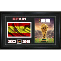 Frameworth Official FIFA World Cup 2026 Spain Flag & Trophy Framed Print - 15" x 24"-Officially licensed FIFA World Cup 2026 Flag & Trophy framed wall art for Team Spain.