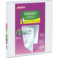Avery Durable View Binder, 1/2" Sized Slant D Rings, White, (34075)-Durable View Binder with 120-Sheet capacity