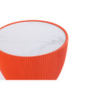 Manhattan Comfort Anderson 18.43" Modern Leatherette Upholstered End Table - Orange - Set of 2-Features Modern Round Gold Base