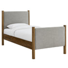 Modway Maven Twin Size Fabric Upholstered Platform Bed - Wheat Walnut-Assembly Required