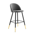 Modway Cordial Performance Velvet Bar Stools - Gray - Set of 2-Non-Marking Foot Caps