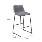 Zuo Smart Barstool - Charcoal - Set of 2-6