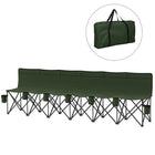 Outsunny 6 Seat Folding Camping Chair with Cup Holder and Carrying Case for Camping - Dark Green-Seats up to 6 people with comfortable back support