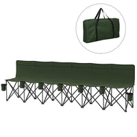 Outsunny 6 Seat Folding Camping Chair with Cup Holder and Carrying Case for Camping - Dark Green-Seats up to 6 people with comfortable back support