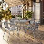 Flash Furniture Silver Metal Restaurant Stack Chair with Aluminum Slats-Curved Aluminum Triple Slat Back