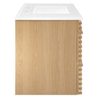 Modway Render 36" Wall-Mount Bathroom Vanity - Oak/White-Full-Extension Drawers