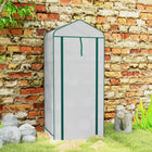 Outsunny 4 Tier Mini Greenhouse with Screen Roof - White- Roll-up zippered door ensures easy entry and optimal ventilation
 