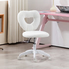 HOMCOM Armless Teddy Fleece Makeup Vanity Desk Chair with Heart Design - White-Teddy fleece fabric and high-density foam offer comfort