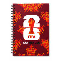 FIFA WORLD CUP 2026 Hardcover Spiral Notebook - A5 - 148 mm x 216 mm - single color print - 24 Pack-Cover Design: Embellished with the official FIFA World Cup 2026 tournament branding, graphics