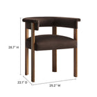 Modway Imogen Performance Velvet Barrel Dining Chairs - Chocolate Brown/Deep Brown - 2 Pack-Wood Legs