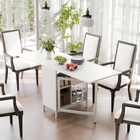 HOMCOM 67" Drop Leaf Folding Dining Table with Storage Shelves for 4 - White-This table can be used as a side table or console when not in use