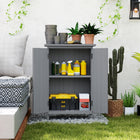 Outsunny Outdoor Wood Garden Shed with 2-Tier Shelves - Grey-Metal handles on doors enhance user convenience 
