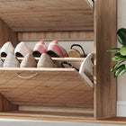 HOMCOM Slim Shoe Storage Cabinet with 4 Flip Drawers for 12 Pairs - Oak-Wood-effect panels with clean lines for a modern fit in any home