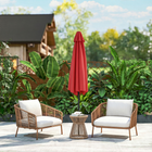 Outsunny Patio Umbrella with 6 Ribs - 7.5' - Wine Red-Easily open and close the umbrella using the hand crank in seconds