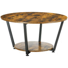 HOMCOM Industrial Coffee Table with Shelf - Rustic Brown-Effortlessly infuse industrial charm into your home decor