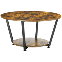 HOMCOM Industrial Coffee Table with Shelf - Rustic Brown-Effortlessly infuse industrial charm into your home decor