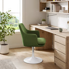 Modway Lippa Swivel Dining Performance Velvet Armchair - White Moss Green-360º Swivel Capability